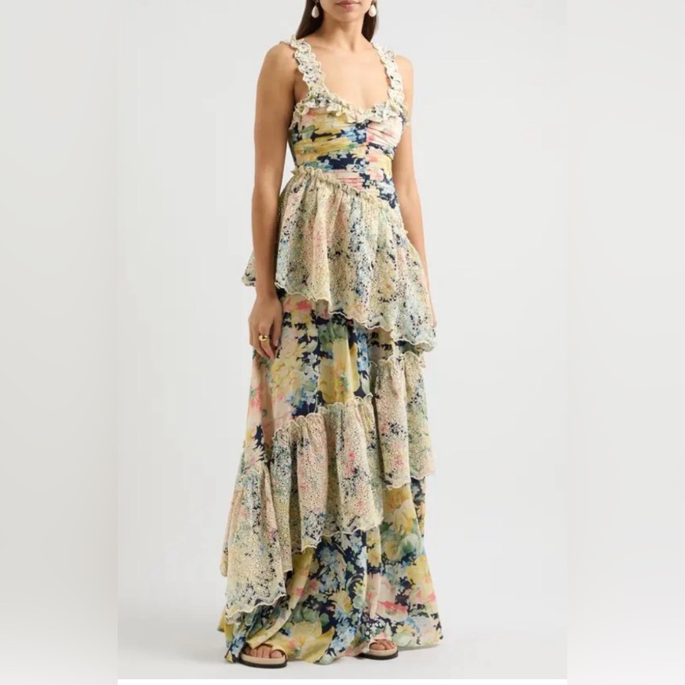 NEW byTIMo Floral-Print Tiered Maxi Dress Size XL Cotton Blend $651